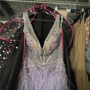 Jovani Lavender Beaded Prom Dress